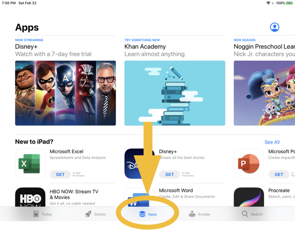 The Apps tab on the app store
