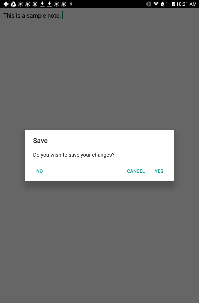 Saving a note in the Android app