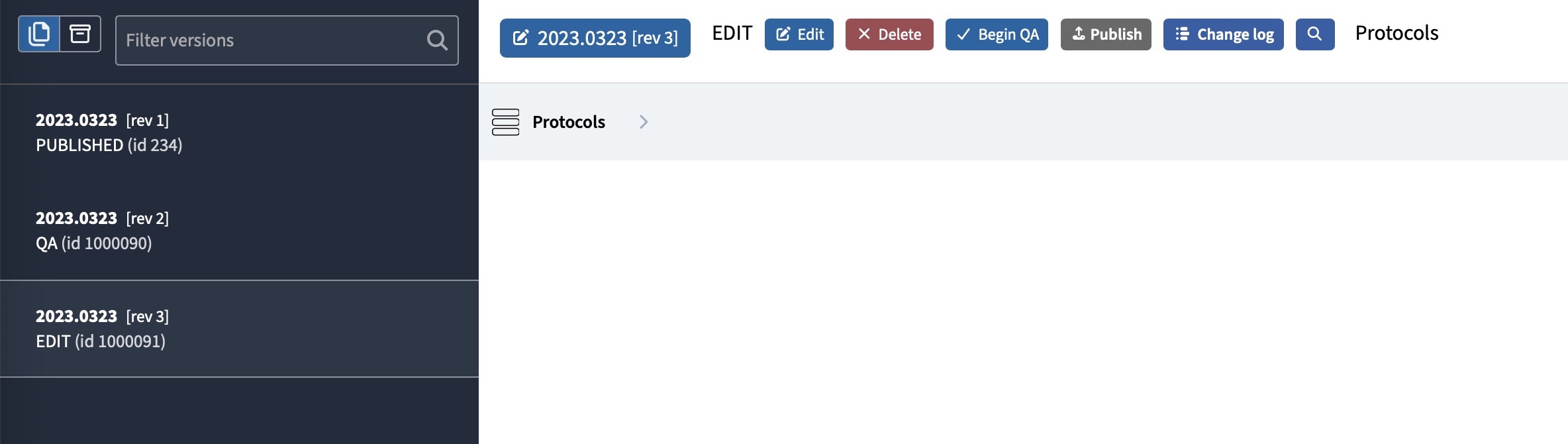 The sets browser with the three sets displayed