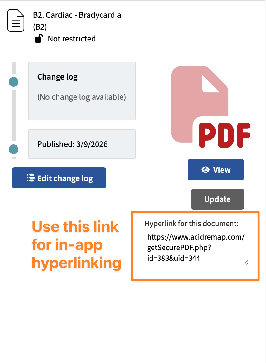 The sets browser with a file selected, and the hyperlink displayed